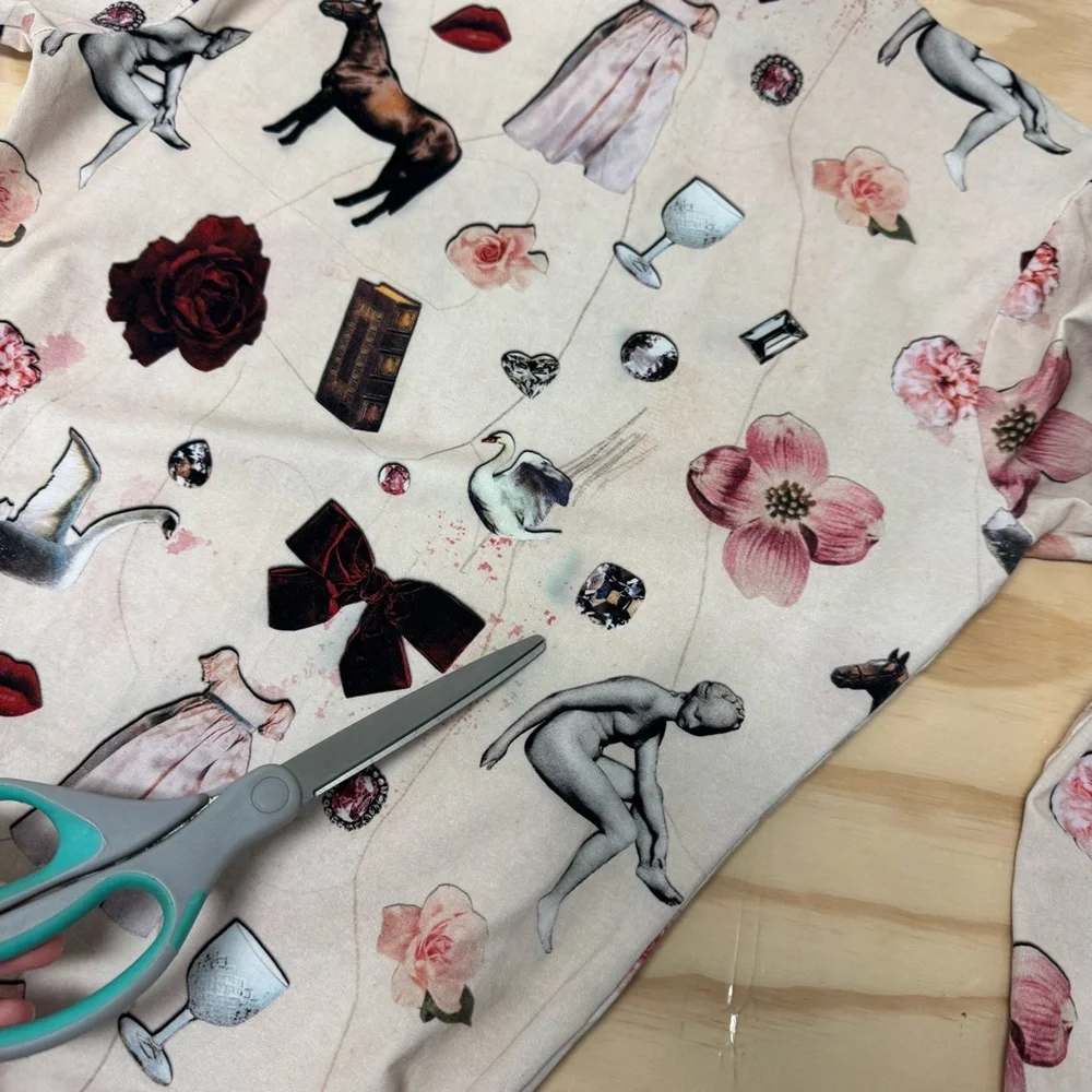 Samantha Pleet Starcrossed 3/4 Sleeve Bodysuit Collage Stretch Cream Medium - Picture 10 of 15